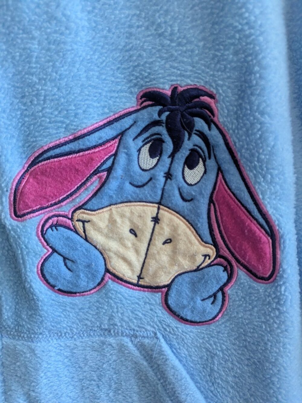 Y2K Vintage Disney Eeyore Light Blue Fleece Full Zip Hoodie Jacket